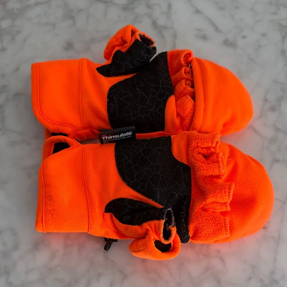 Thinsulate Mossy Oak Vibrant Orange Pop Top Hunting Mittens Youth Size Medium